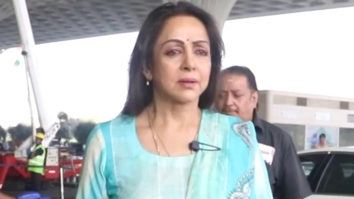 Hema Malini looks beautiful in a blue salwar at the airport