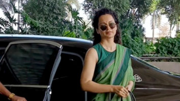 Kangana Ranaut slays in a green saree with beautiful curls at the airport