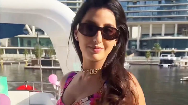 Nora Fatehi looks like a princess dressed in multi-coloured floral outfit