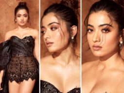 Rashmika Mandanna’s black lace mini dress with a flowing train wonderfully encapsulates red carpet fashion