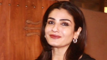 Raveena Tandon waves at paps wearing a cute black dress
