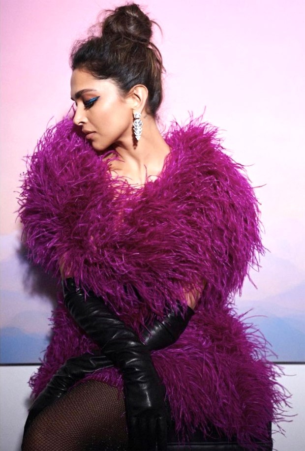 Deepika Padukone goes all out with feathers in a purple feather dress by Naeem Khan for Oscars after party 
