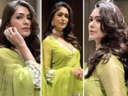 Mrunal Thakur is an ethnic dream come true sporting a green embroidered sharara ensemble that costs Rs. 49,000