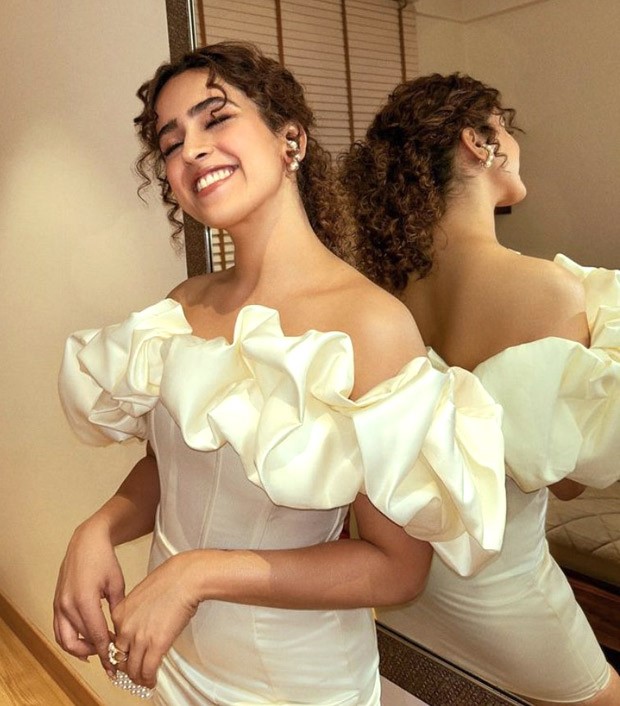 Sanya Malhotra’s weekend party classics include a chic white ruffled dress 