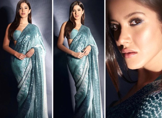 Shanaya Kapoor accentuates her statuesque form in a blue shimmery sari by Manish Malhotra worth Rs.2.25 Lakh : Bollywood News