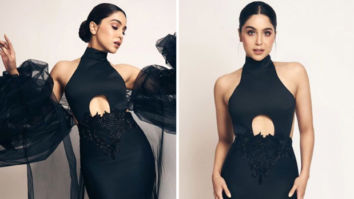 Sharvari Wagh is a chic fashionista in a black dress with exaggerated sleeves and cutout details