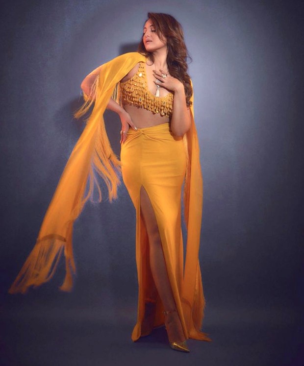 Sonakshi Sinha is turning the town yellow with a yellow coordinated set designed by Arpita Mehta