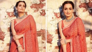 We could stop and stare at Dia Mirza in her gorgeous red block printed saree by Anavila for Bheed promotions