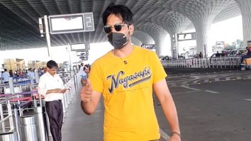 Abhishek Banerjee poses for paps at the airport