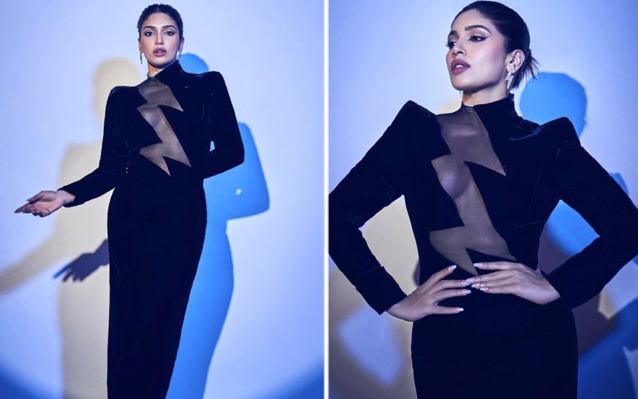 Bhumi Pednekar’s Mugler black dress with zig-zag detailing is all the inspiration we need for stylish dinner dates : Bollywood News