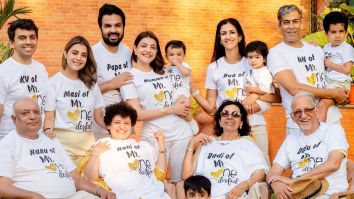 Kajal Aggarwal poses with ‘La Familia’ in matching tees as she rings in her son Neil’s first birthday