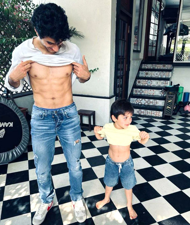 Kareena Kapoor Khan shares photo of Ibrahim Ali Khan flaunting his abs with Taimur on National Siblings Day Kareena Kapoor Khan shares photo of Ibrahim Ali Khan flaunting his abs with Taimur on National Siblings Day