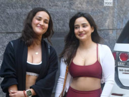 Neha & Aisha Sharma pose for paps outside their gym
