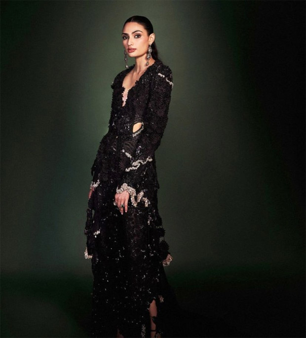 Our fashion metres are shattered by Athiya Shetty's chic black pantsuit from fashion designer Anamika Khanna