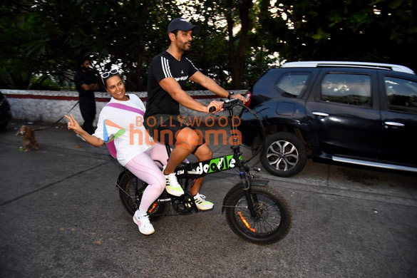 Photos: Neha Dhupia and Angad Bedi spend time with their kids at Bandstand in Mumbai