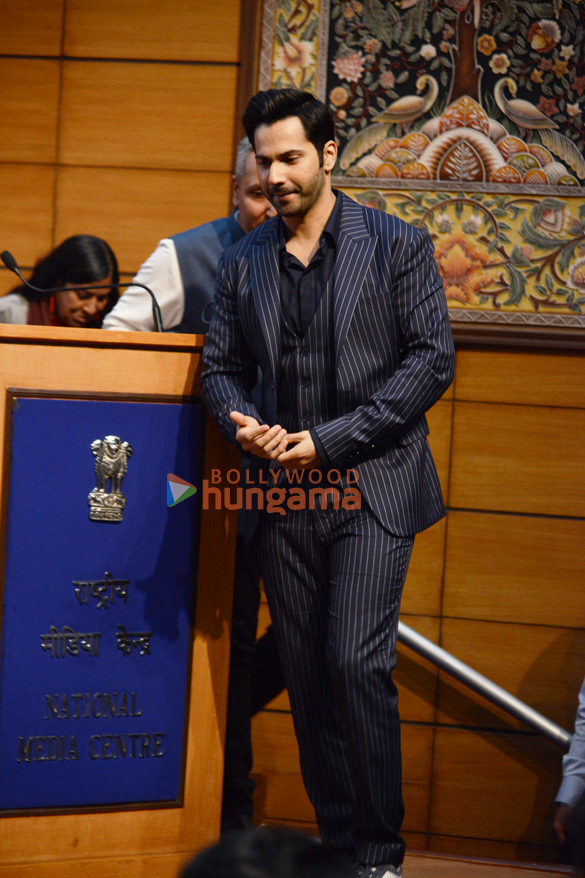 photos varun dhawan and ib minister anurag thakur snapped at national media centre in new delhi 2