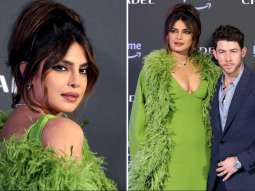 Priyanka Chopra goes for the drama in green feather-embellished Valentino gown with heels for Citadel premiere in Rome; Nick Jonas goes ‘damn’