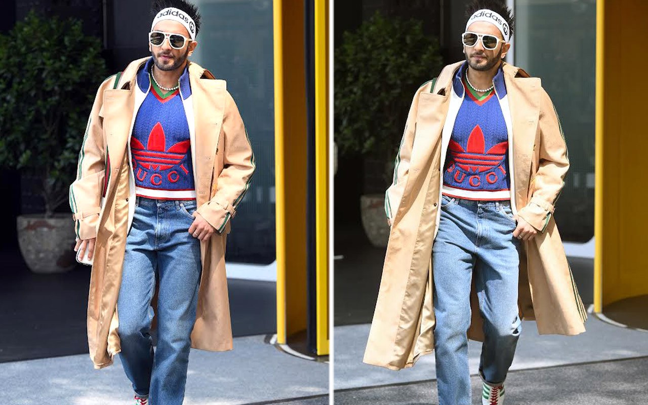 Ranveer Singh twins Gucci outfit with photographer