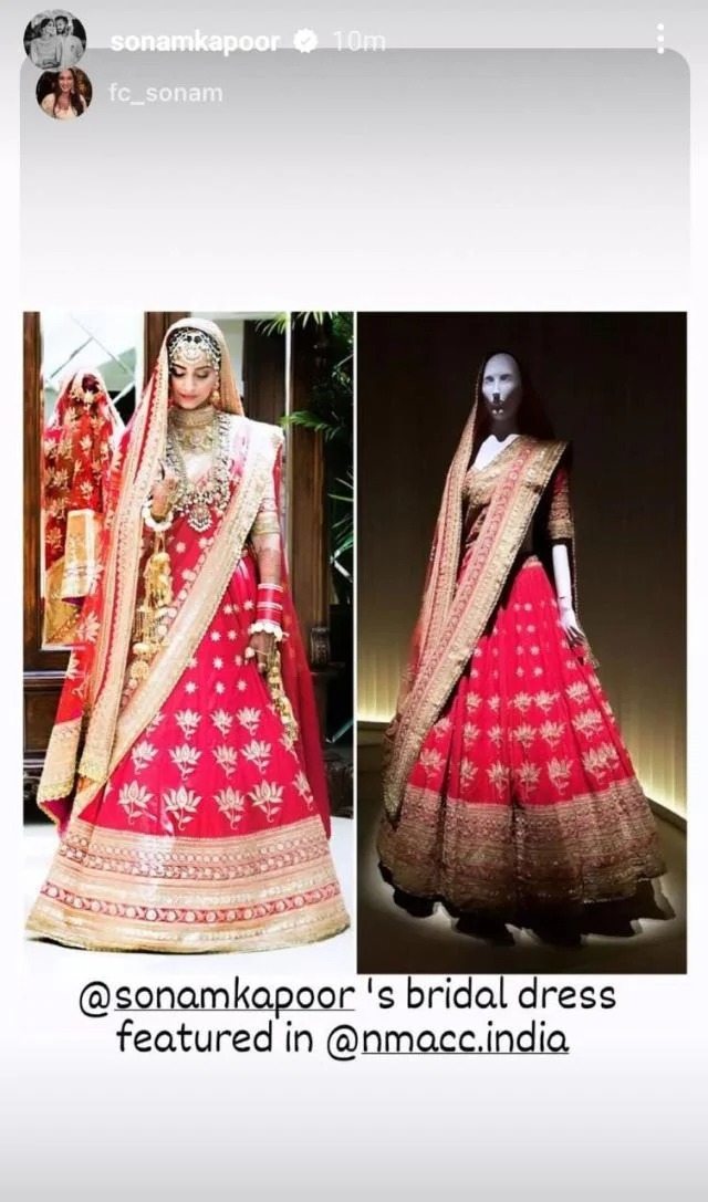 Sonam Kapoor Ahuja’s wedding lehenga gets displayed at NMACC in Mumbai