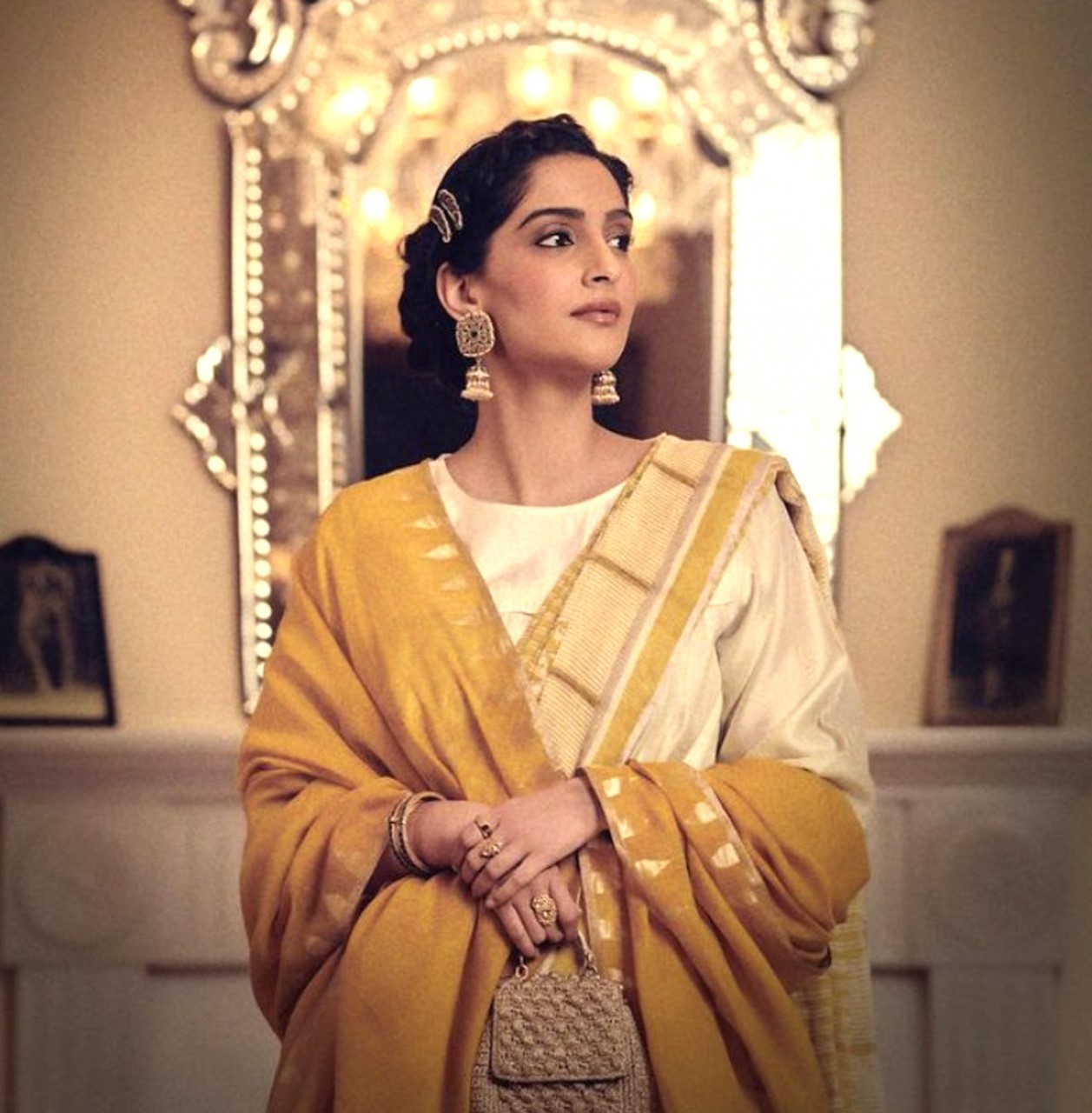 Sonam Kapoor oozes unique ethnic charm in yellow linen saree