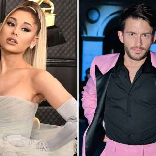 Ariana Grande shares a laugh with Wicked co-star Jonathan Bailey in the