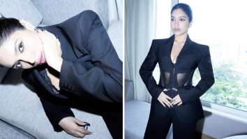 Bhumi Pednekar slays in a bold and daring black corset pantsuit by HM X Mugler, exuding power and sophistication