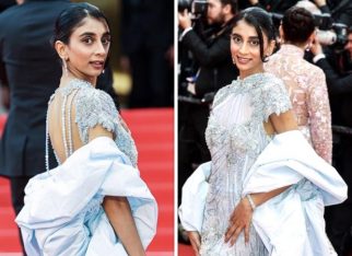 Cannes 2023: Influencer Dolly Singh makes a strong statement in an ethereal sequined ice blue gown and ruffled shrug by Abu Jani-Sandeep Khosla