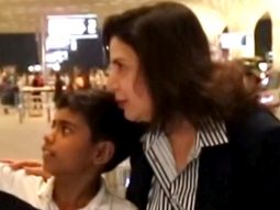 Farah Khan poses with little fans at the airport