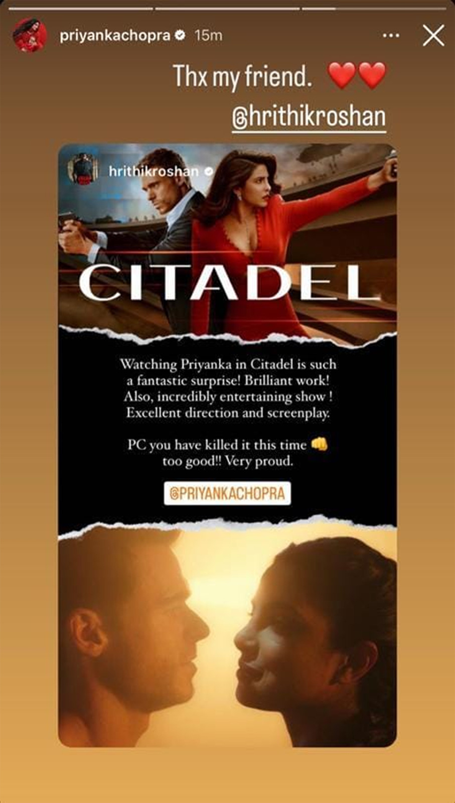 Hrithik Roshan reviews Priyanka Chopra starrer Citadel; calls it “incredibly entertaining” 