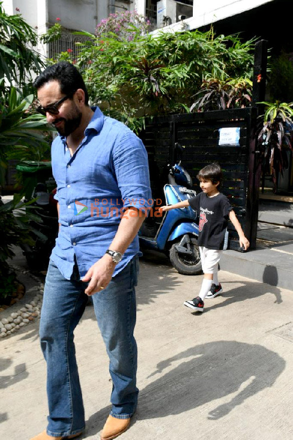 Photos: Saif Ali Khan and Taimur Ali Khan snapped outside a cafe in Bandra Photos: Saif Ali Khan and Taimur Ali Khan snapped outside a cafe in Bandra
