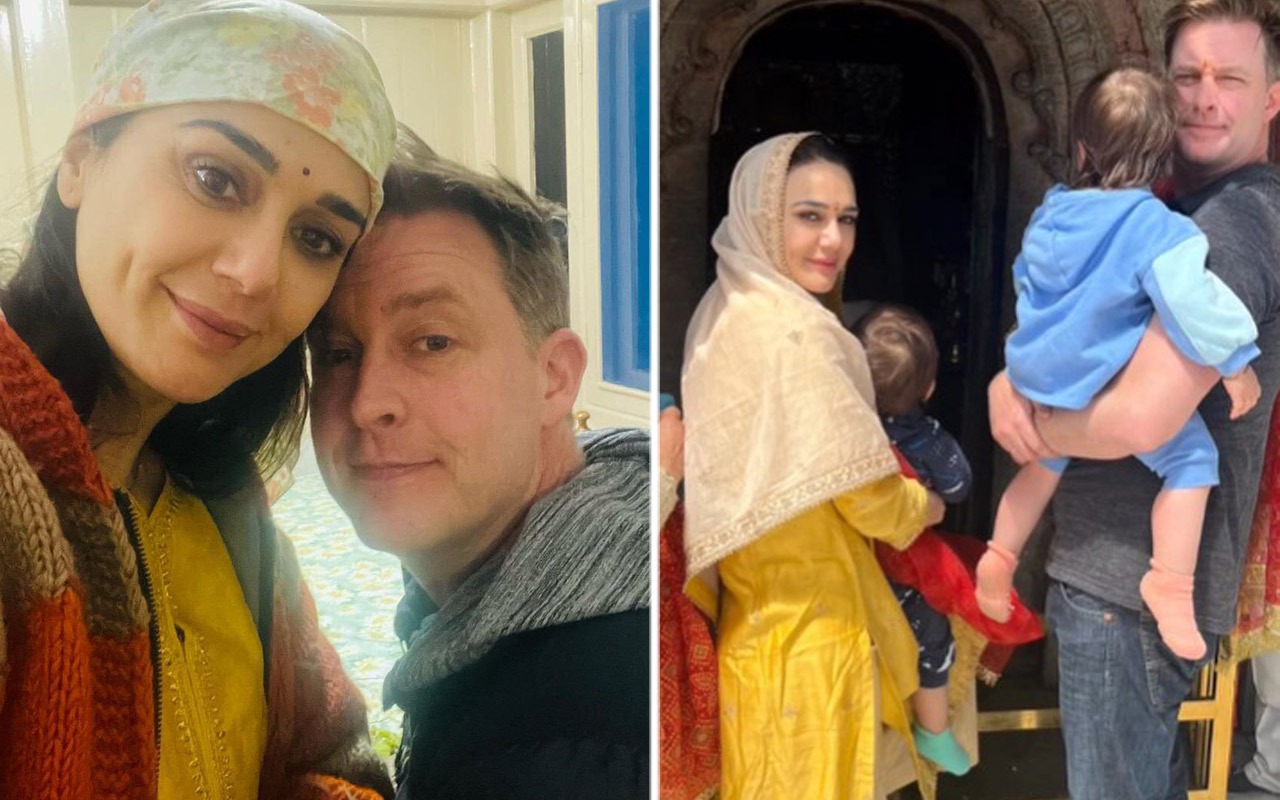 Preity Zinta and Gene Goodenough take twins Jai and Gia to Hateshwari Mata temple in Shimla; watch