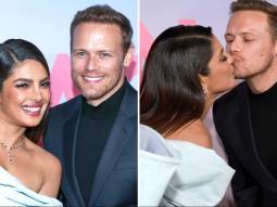 Priyanka Chopra Jonas shares a kiss with Love Again co-star Sam Heughan at the red carpet premiere of their rom-com; video goes viral