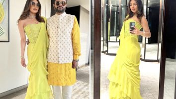 Priyanka Chopra sets hearts aglow in Mishru’s lime green ruffled saree and corset blouse at Parineeti Chopra – Raghav Chaddha’s engagement