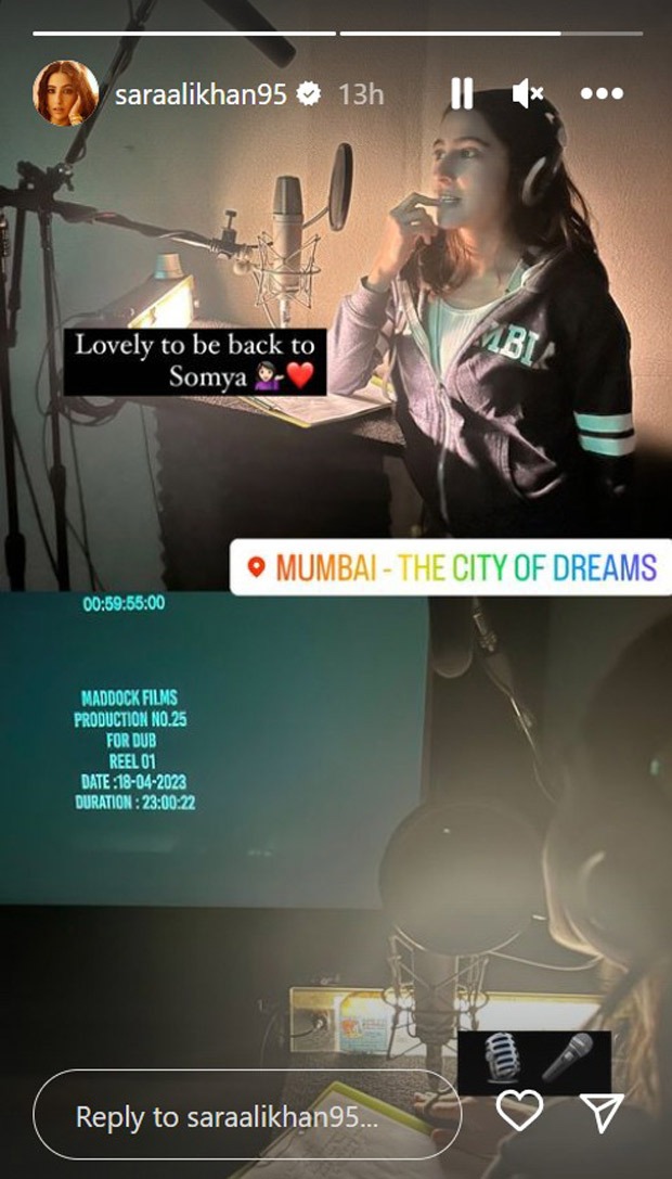 Sara Ali Khan busy dubbing for Luka Chuppi 2; says, “Lovely to be back to Somya”