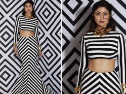 Shilpa Shetty makes stripes look chicer in a stunning striped skirt set by Gauri & Nainika