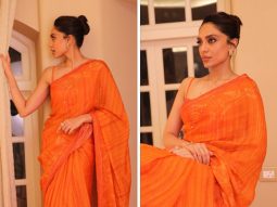 Sobhita Dhulipala blossoms with elegance and charm in her enchanting orange saree by Anita Dongre worth Rs.16,900
