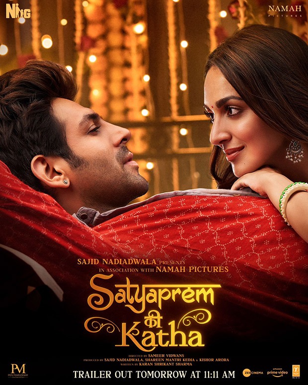 Kartik Aaryan and Kiara Advani Present a Satyaprem Ki Katha Romance Poster;  Trailer Drops Tomorrow : Bollywood News – Bollywood Hungama