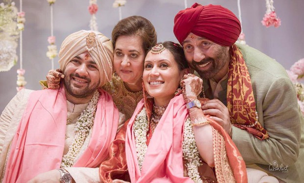 Karan Deol shares rare pictures with grandparents Dharmendra, Prakash Kaur, parents Sunny, Pooja from his wedding; Esha Deol wishes him and Drisha Acharya