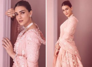 Kriti Sanon is an enthralling diva in blush pink Anarkali for the promotions of Adipurush