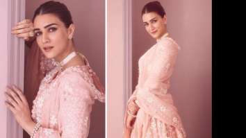 Kriti Sanon is an enthralling diva in blush pink Anarkali for the promotions of Adipurush