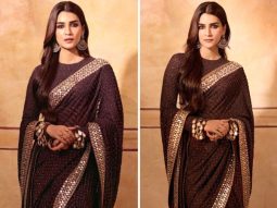 Kriti Sanon radiates elegance and enigma in brown saree by Arpita Mehta at the Adipurush final trailer launch event Kriti Sanon radiates elegance and enigma in brown saree by Arpita Mehta at the Adipurush final trailer launch event