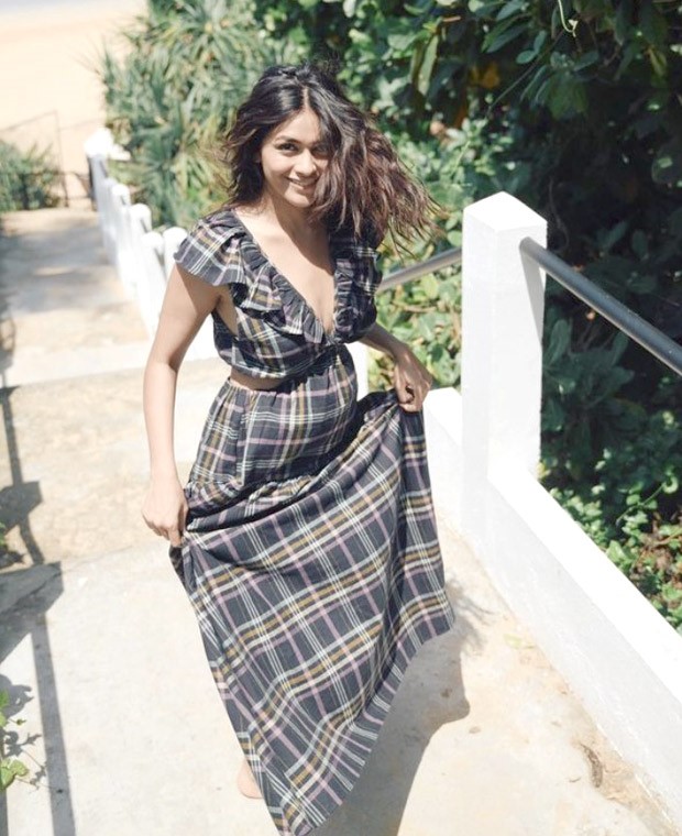 Mrunal Thakur's cutout chequered maxi dress is ideal for leisurely summer days