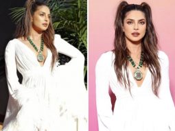 Priyanka Chopra embodies elegance in a white feather dress with emerald jewellery as she attends the Bulgari hotel’s Rome opening