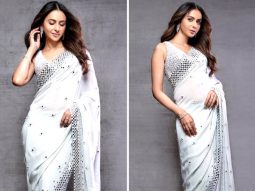 Rakul Preet Singh is a timeless vision in an ivory mirror work saree, reflecting elegance and grace
