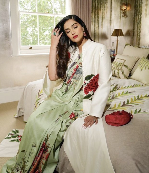 Sonam Kapoor represents India in Rohit Bal's floral print saree at UK PM Rishi Sunak's reception
