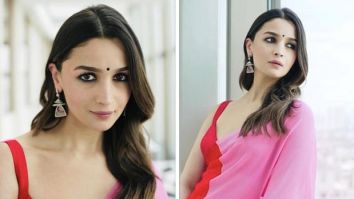 Alia Bhatt flings a spell of colours with her colour-blocked saree as she arrives in Kolkata for the Rocky Aur Rani Kii Prem Kahaani promotions