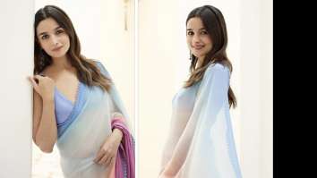Alia Bhatt looks chic in every way possible in an ombre saree as she promotes Rocky Aur Rani Kii Prem Kahaani in Delhi