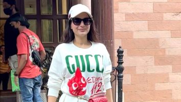 Ameesha Patel rocks the white Gucci sweatshirt with a matching cap