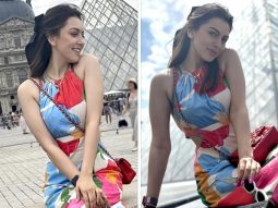 Hansika Motwani injects colour into her vacation by wearing a colourful outfit as she travels to Paris with her mother for her mum’s birthday