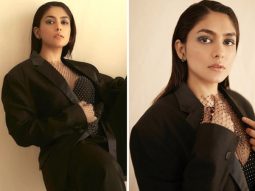 Mrunal Thakur makes a statement in her bewitching black pantsuit with a splash of sparkle from a net top